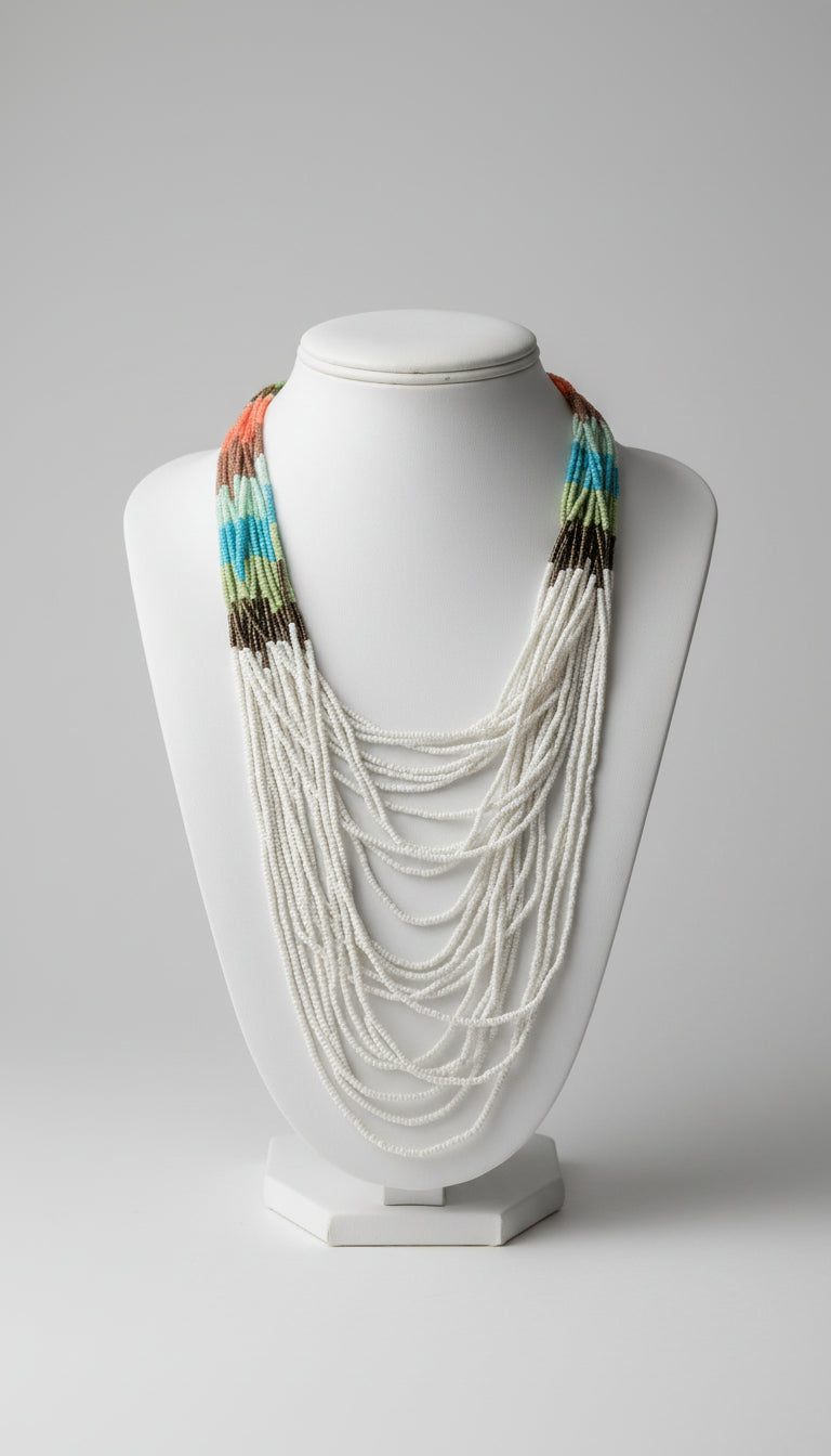multi color, multi strand beaded necklace