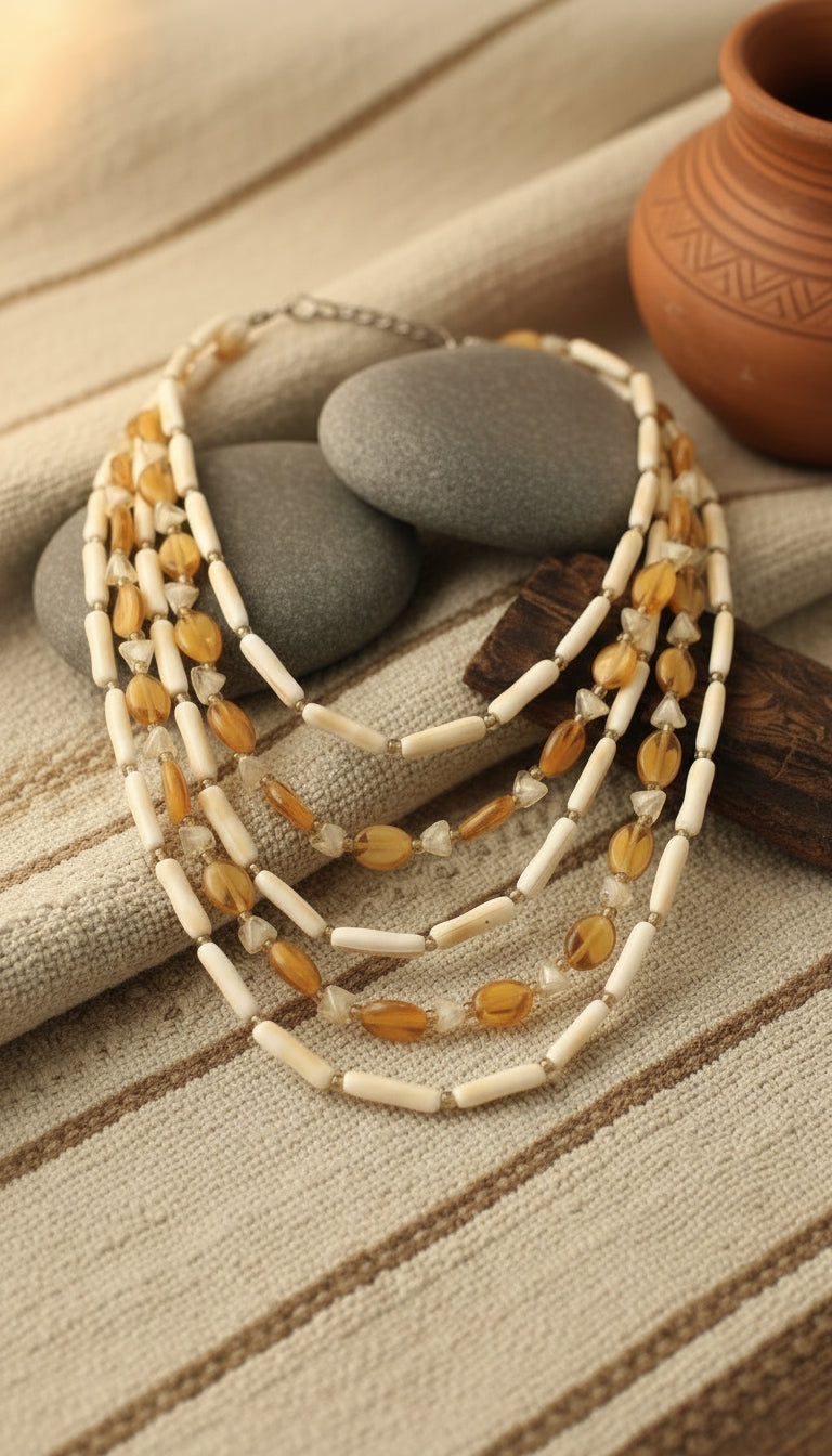 vintage, multi layer, natural beads